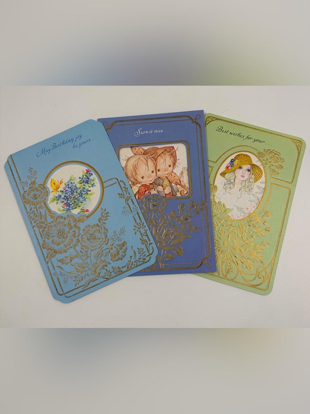 7 Vintage Birthday Cards (unused)- circa 1970s / Elegant Designs
